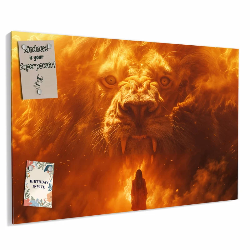 Metall Magnettafel - Löwe aus Feuer