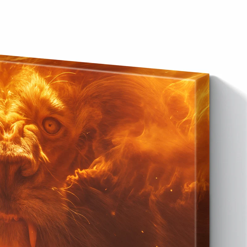 Metall Magnettafel - Löwe aus Feuer