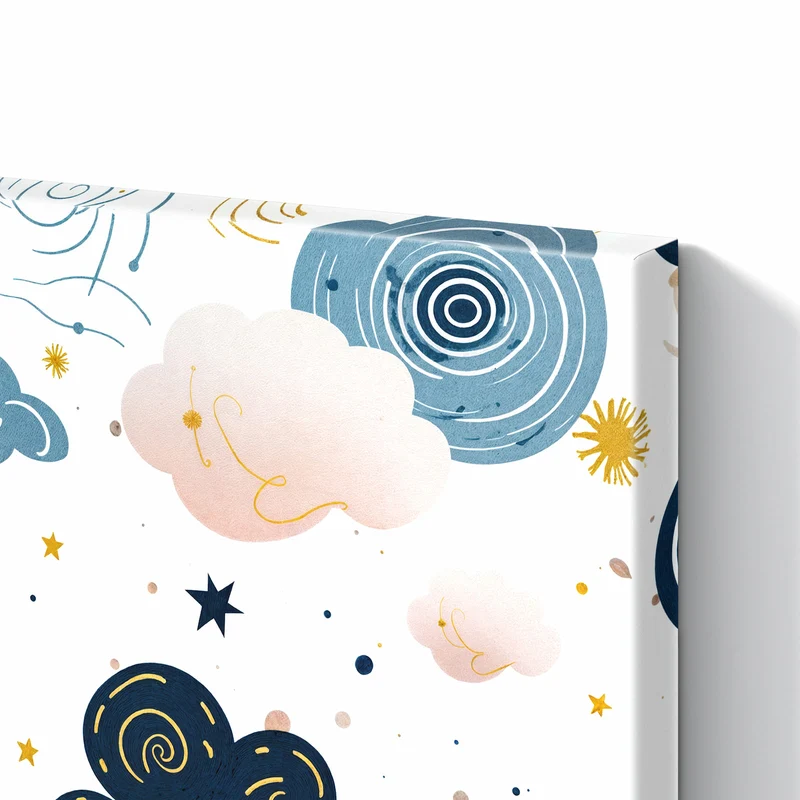 Metall Magnettafel - Blaue Wolken und Sterne