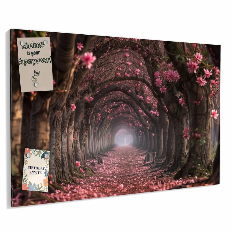 Metall Magnettafel - Rosa Blütentunnel
