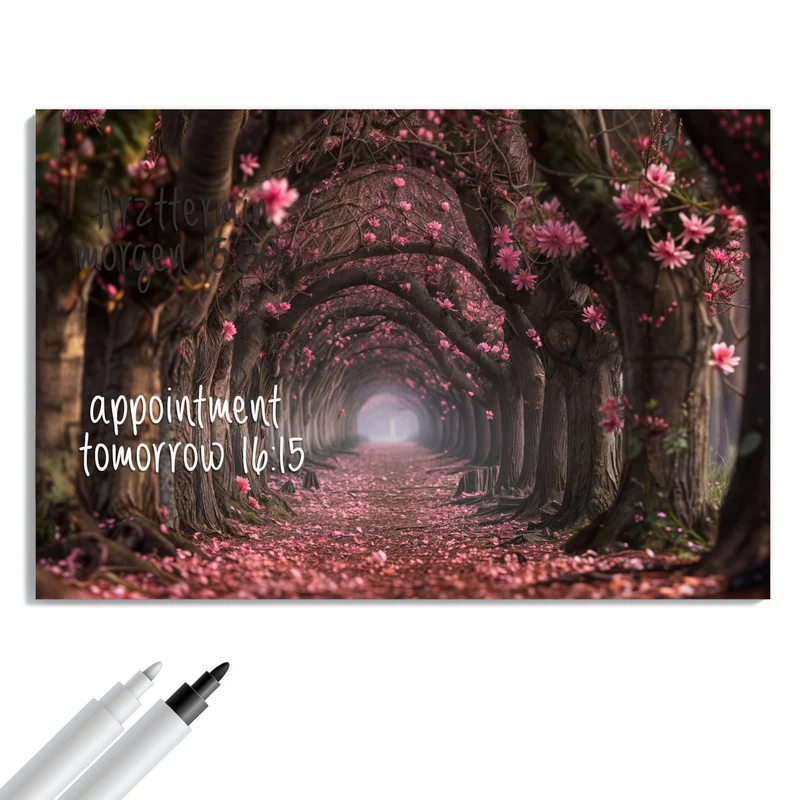 Metall Magnettafel - Rosa Blütentunnel
