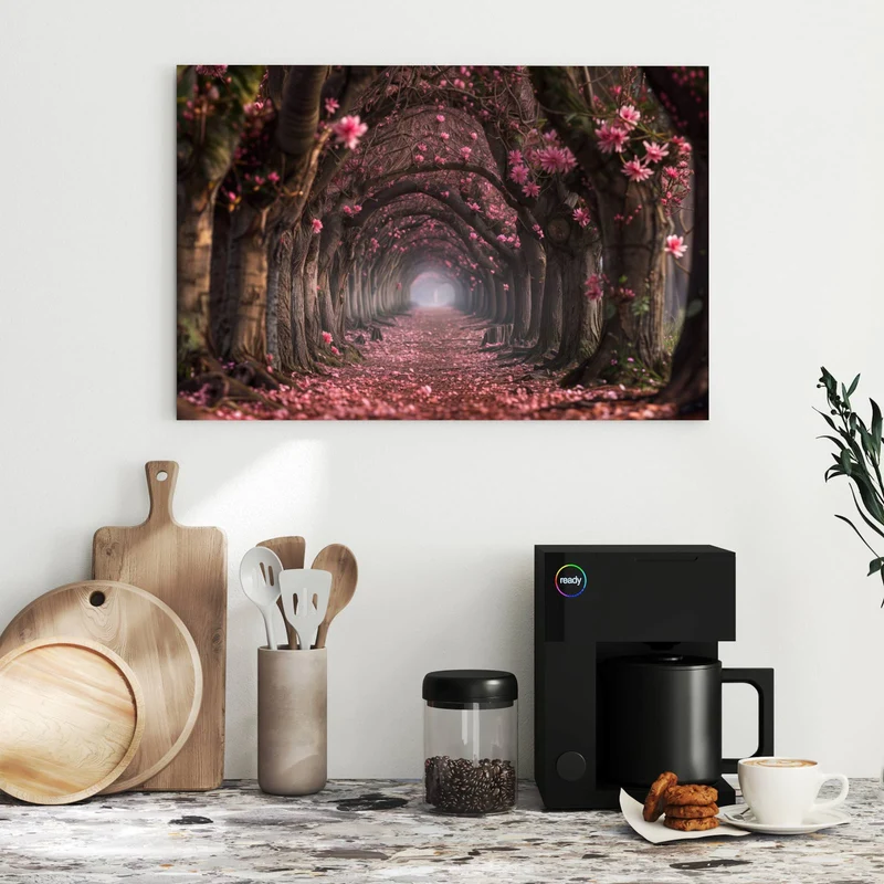 Metall Magnettafel - Rosa Blütentunnel