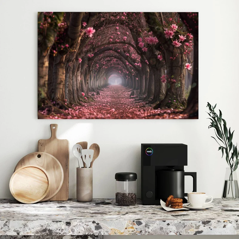 Metall Magnettafel - Rosa Blütentunnel