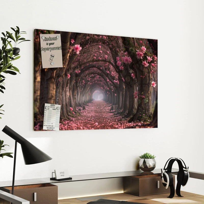 Metall Magnettafel - Rosa Blütentunnel