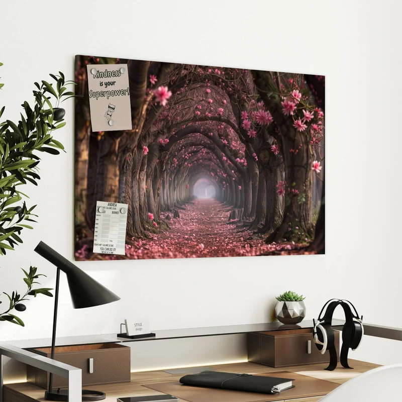 Metall Magnettafel - Rosa Blütentunnel