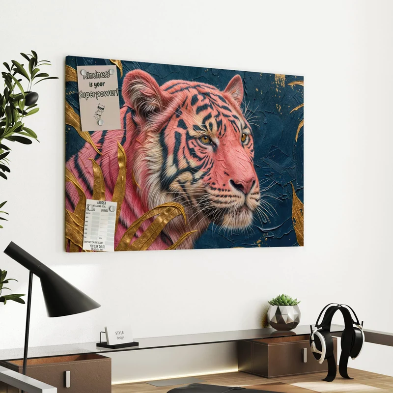 Metall Magnettafel - Pinker Tiger
