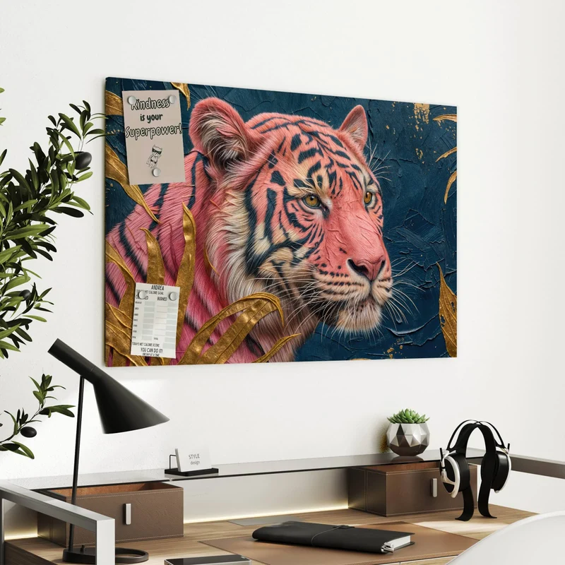 Metall Magnettafel - Pinker Tiger