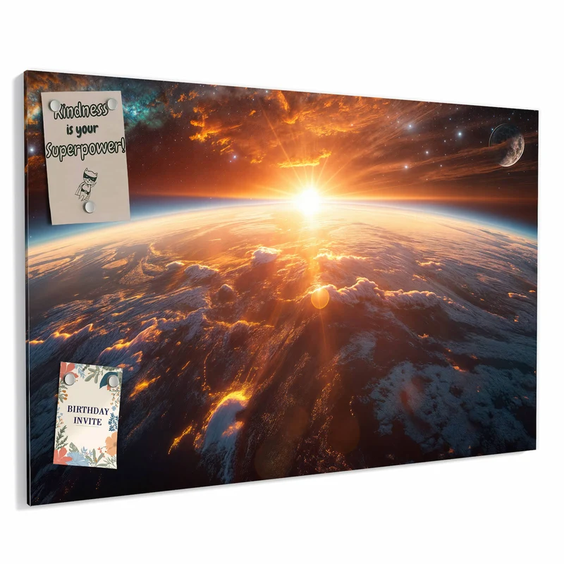 Metall Magnettafel - Morgenrot über der Erde