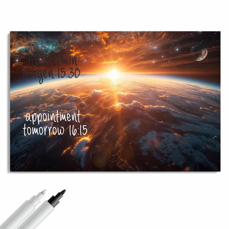 Metall Magnettafel - Morgenrot über der Erde