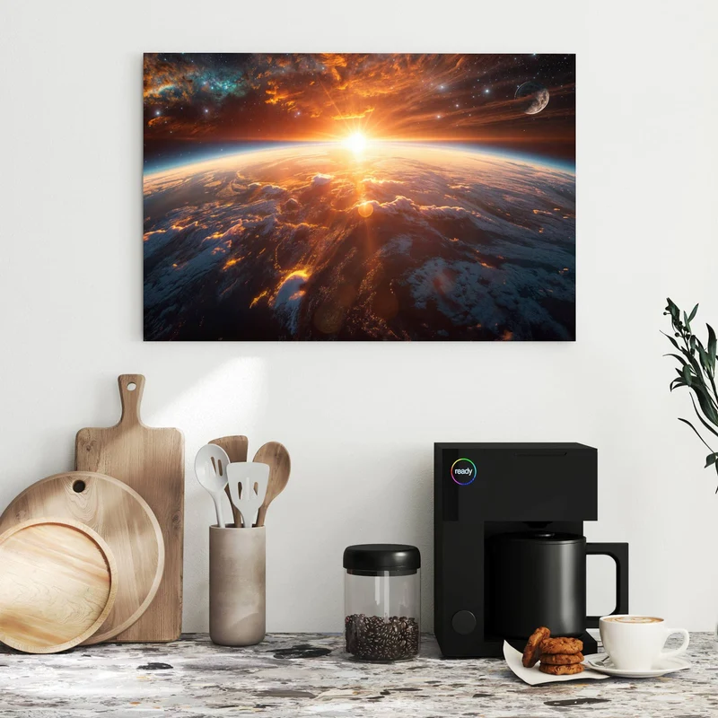 Metall Magnettafel - Morgenrot über der Erde