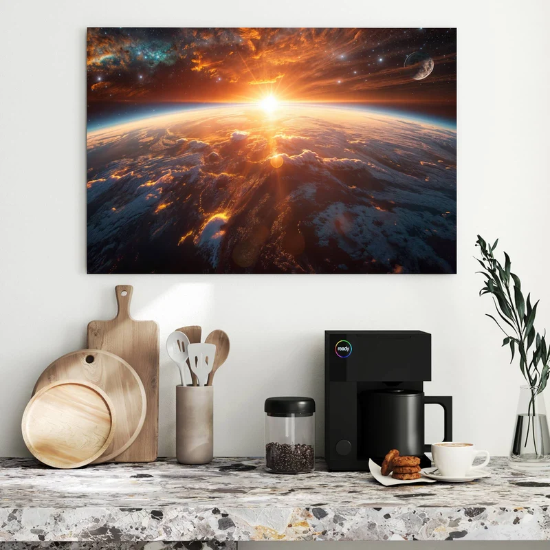 Metall Magnettafel - Morgenrot über der Erde