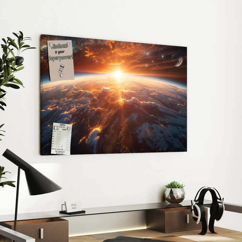 Metall Magnettafel - Morgenrot über der Erde