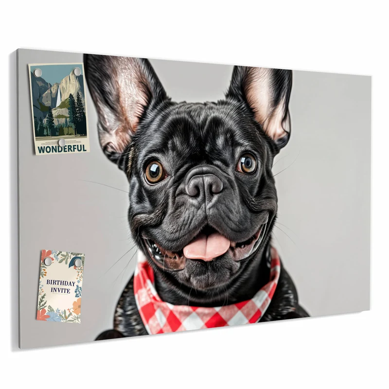 Metall Magnettafel - Bulldogge mit Halstuch