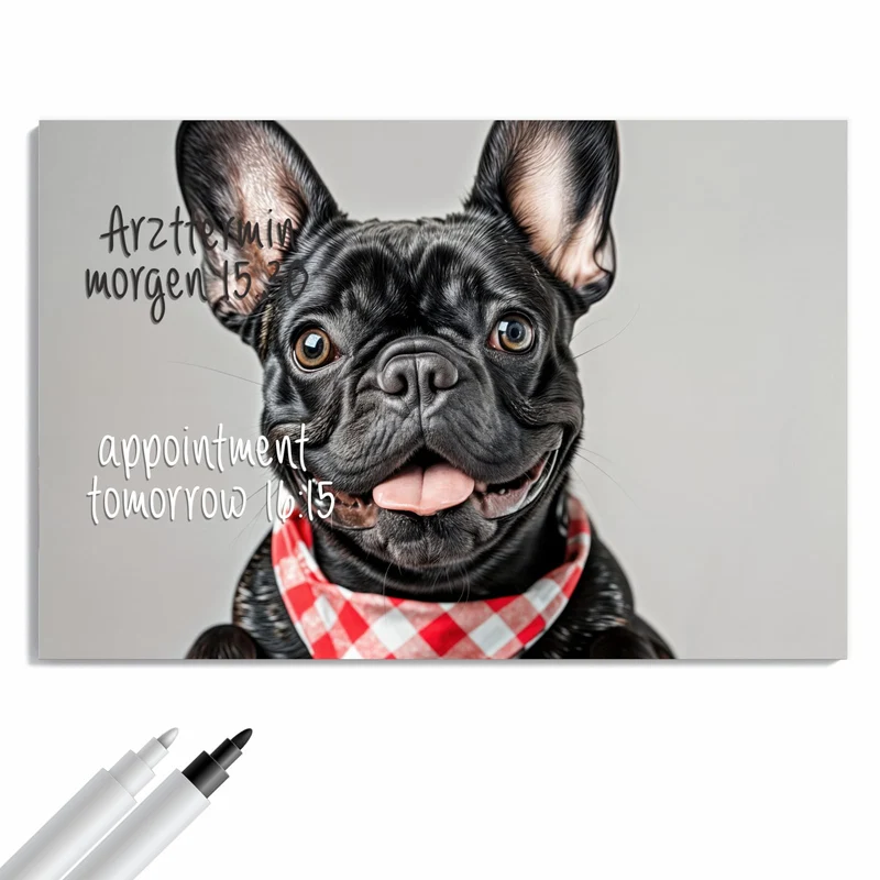 Metall Magnettafel - Bulldogge mit Halstuch