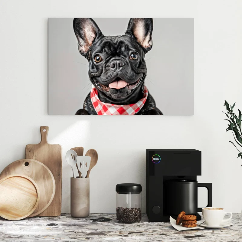 Metall Magnettafel - Bulldogge mit Halstuch