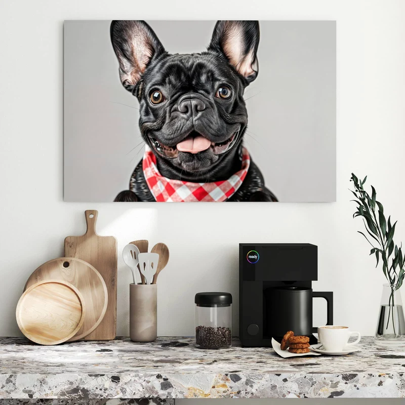 Metall Magnettafel - Bulldogge mit Halstuch