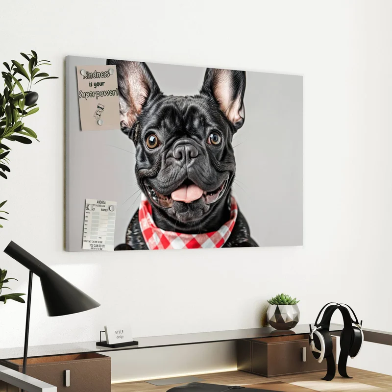 Metall Magnettafel - Bulldogge mit Halstuch