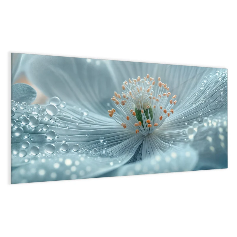 Glas Magnettafel - Eisblaue Blüte