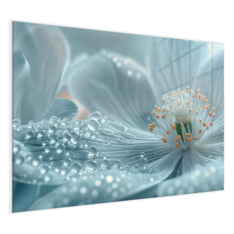 Glas Magnettafel - Eisblaue Blüte