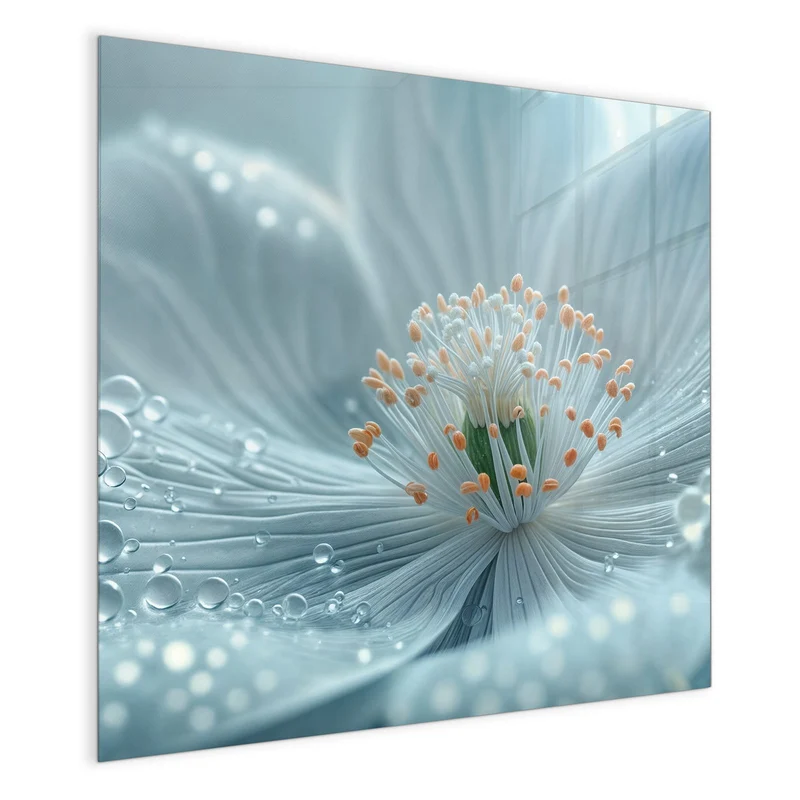 Glas Magnettafel - Eisblaue Blüte
