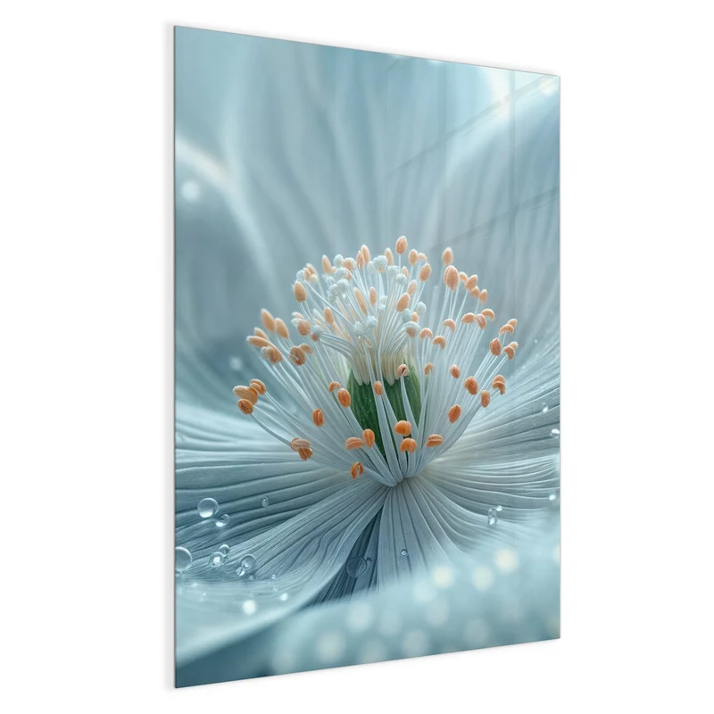 Glas Magnettafel - Eisblaue Blüte