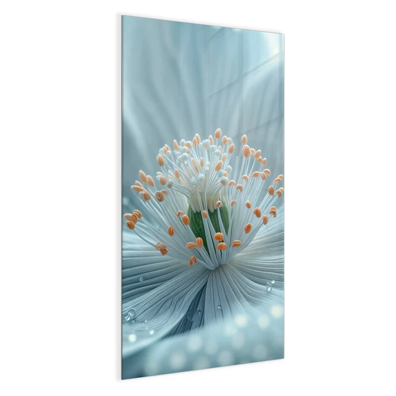Glas Magnettafel - Eisblaue Blüte
