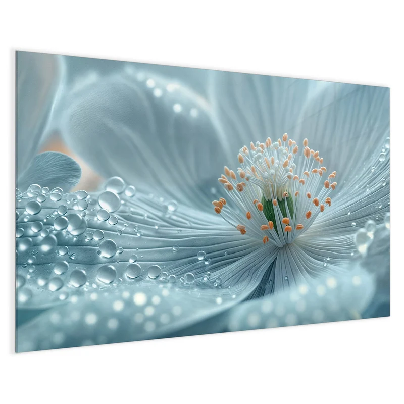 Glas Magnettafel - Eisblaue Blüte