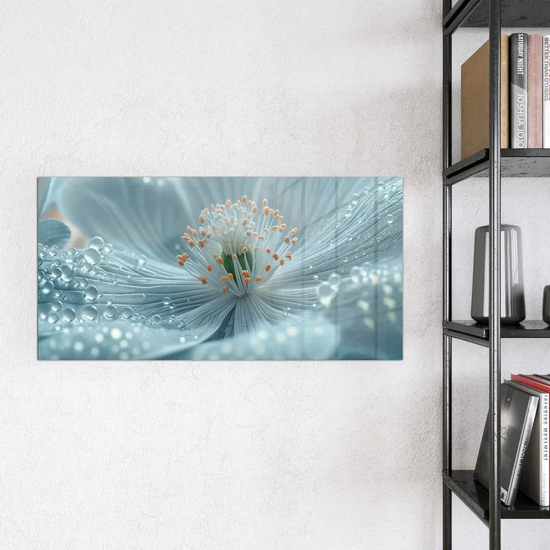 Glas Magnettafel - Eisblaue Blüte