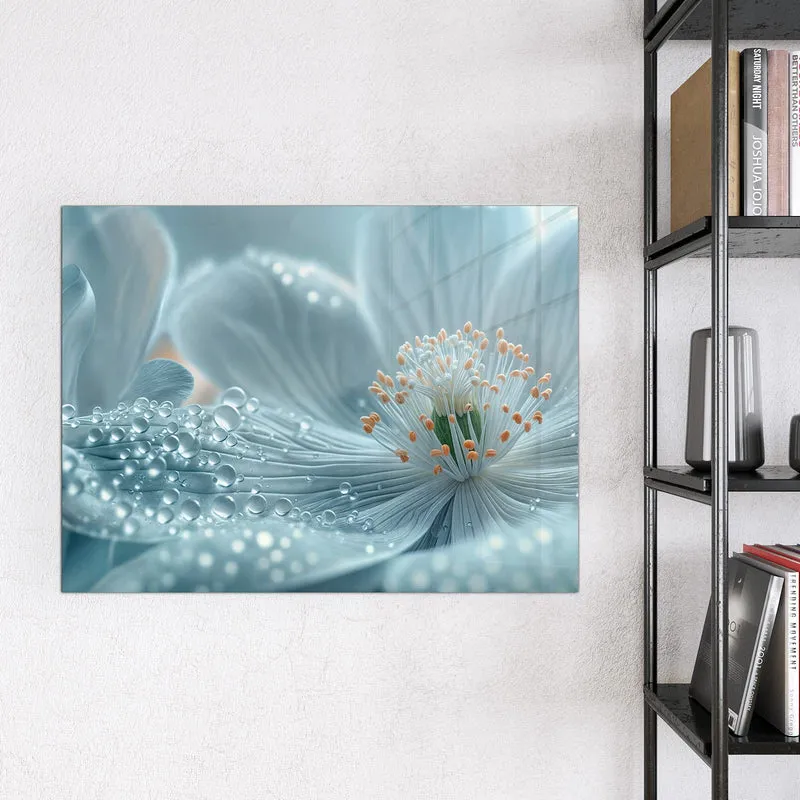 Glas Magnettafel - Eisblaue Blüte