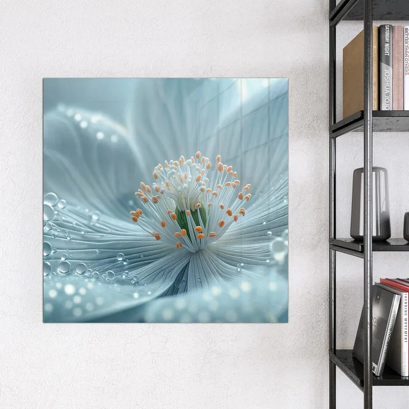 Glas Magnettafel - Eisblaue Blüte