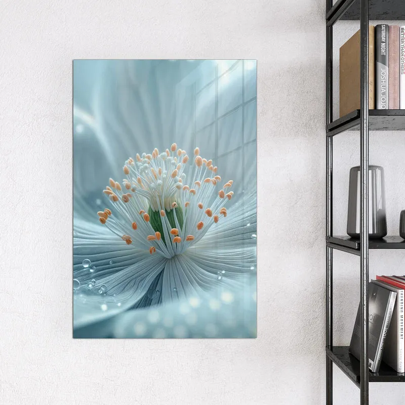 Glas Magnettafel - Eisblaue Blüte