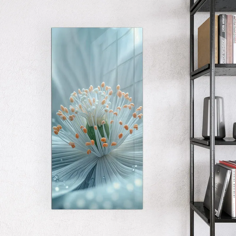 Glas Magnettafel - Eisblaue Blüte