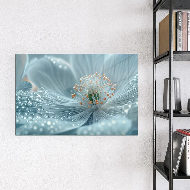 Glas Magnettafel - Eisblaue Blüte