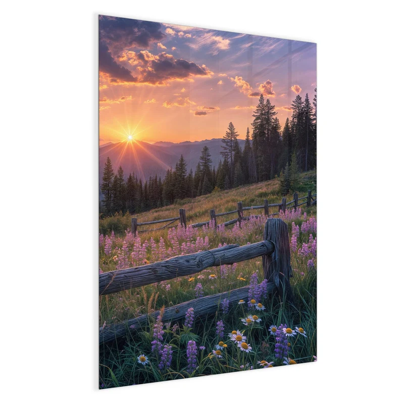 Glas Magnettafel - Lila Blüten am Zaun