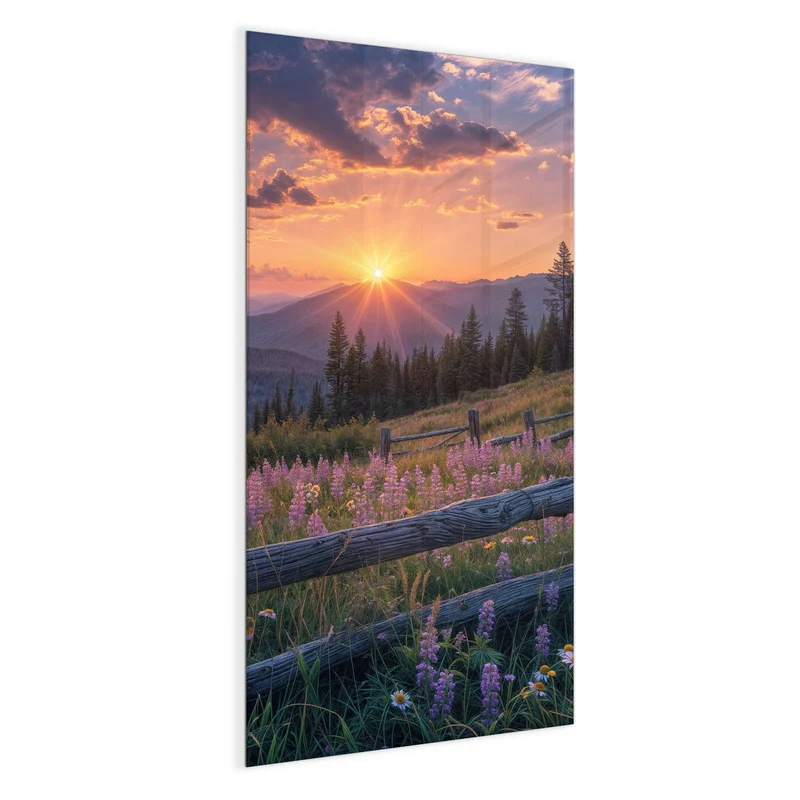 Glas Magnettafel - Lila Blüten am Zaun