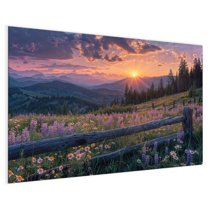 Glas Magnettafel - Lila Blüten am Zaun