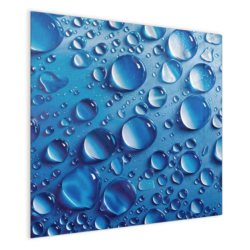Glas Magnettafel - Tropfen auf Blau
