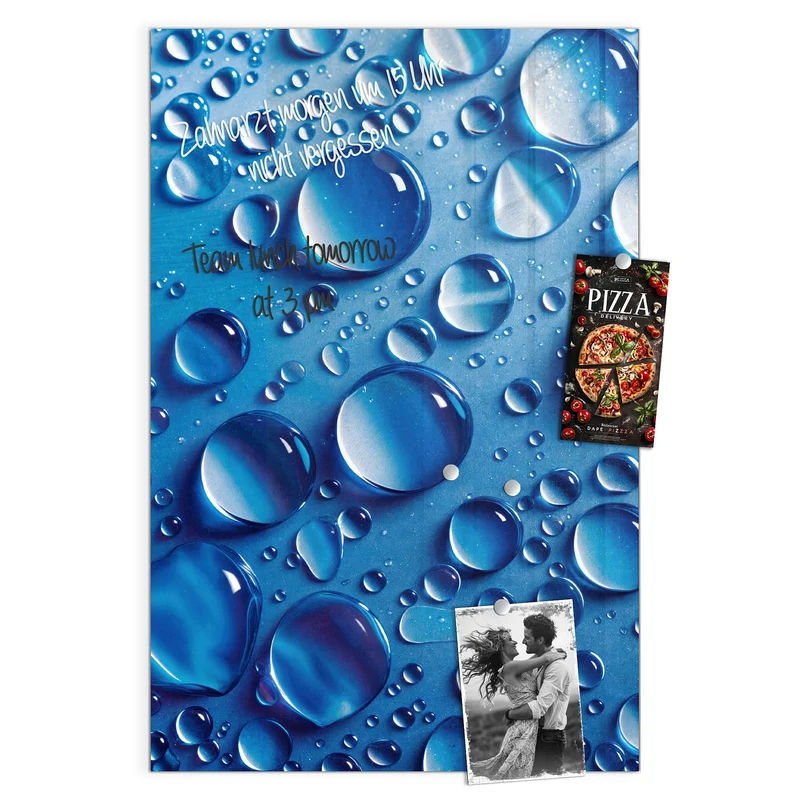 Glas Magnettafel - Tropfen auf Blau