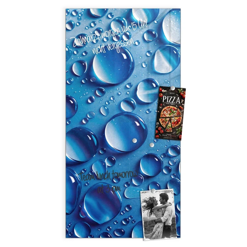 Glas Magnettafel - Tropfen auf Blau