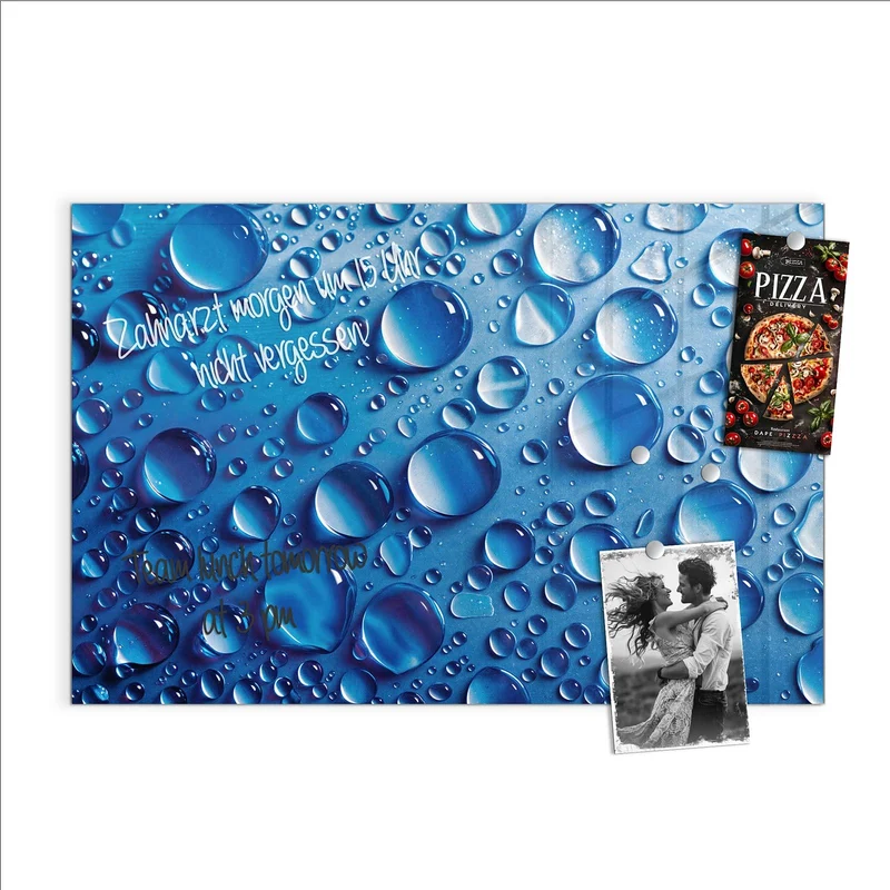 Glas Magnettafel - Tropfen auf Blau