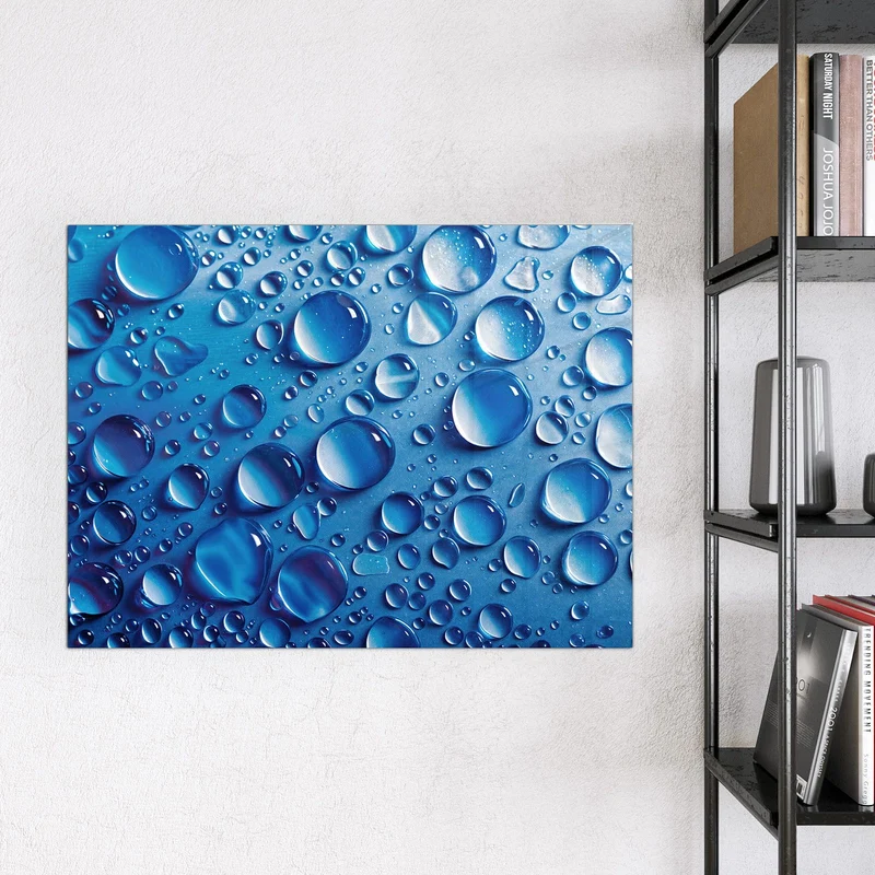 Glas Magnettafel - Tropfen auf Blau
