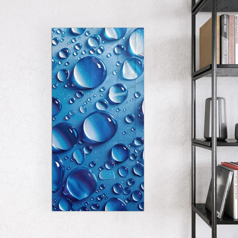 Glas Magnettafel - Tropfen auf Blau