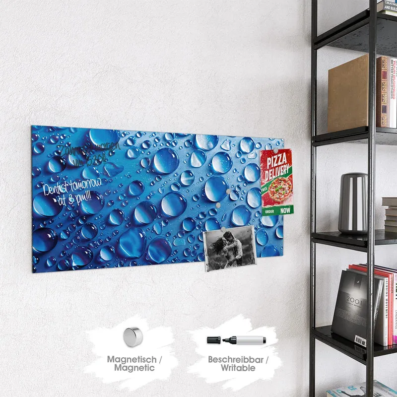 Glas Magnettafel - Tropfen auf Blau