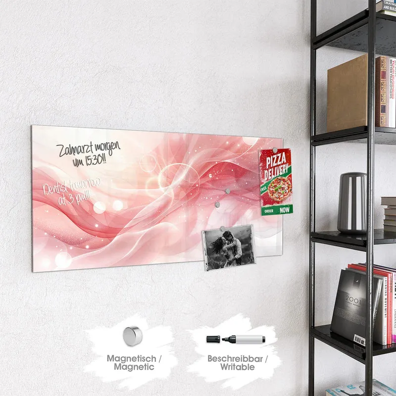 Glas Magnettafel - Rosa Seidenwellen