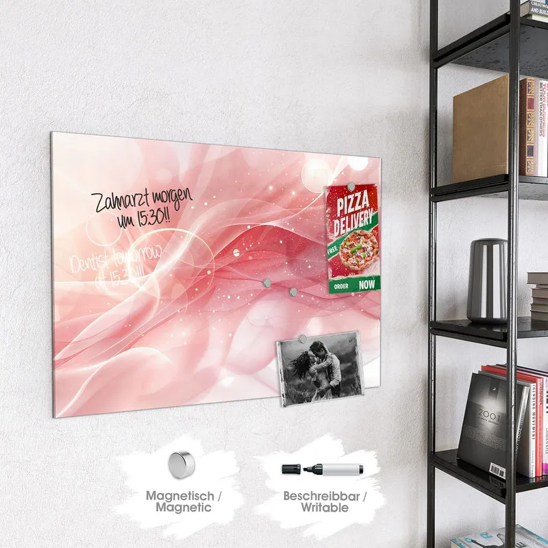 Glas Magnettafel - Rosa Seidenwellen