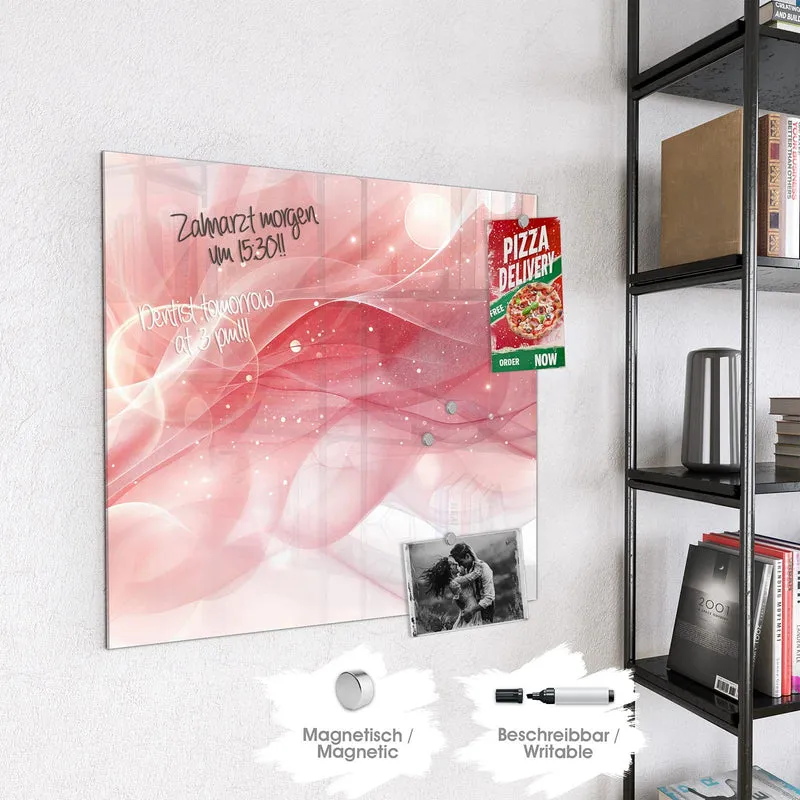 Glas Magnettafel - Rosa Seidenwellen