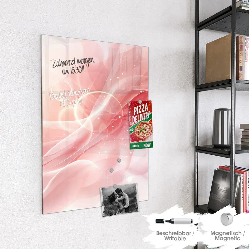 Glas Magnettafel - Rosa Seidenwellen