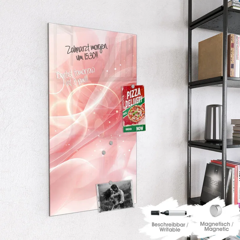 Glas Magnettafel - Rosa Seidenwellen