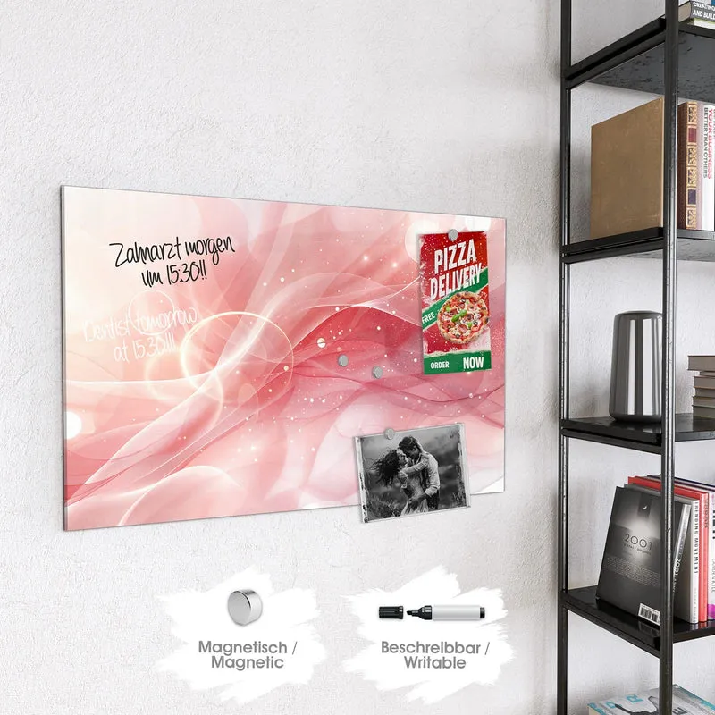 Glas Magnettafel - Rosa Seidenwellen