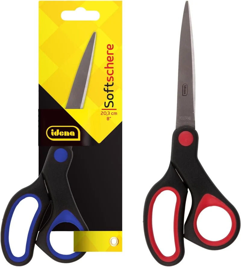 Idena 642074 Soft-Schere 20,3 cm - Ergonomische Bastelschere mit gehärteter Schneide